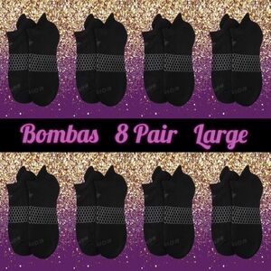 Bombas Ankle Socks Large 8 Pair Unisex Womens & Mens Honeycomb Black/Grey BNWT